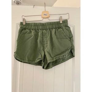 Army green cargo-like flowy shorts